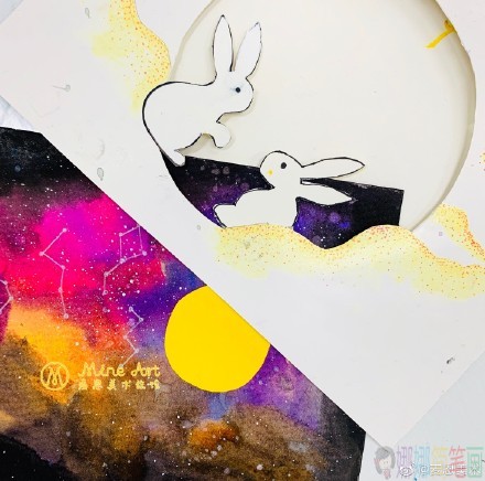中秋节少儿水彩画作品图片
