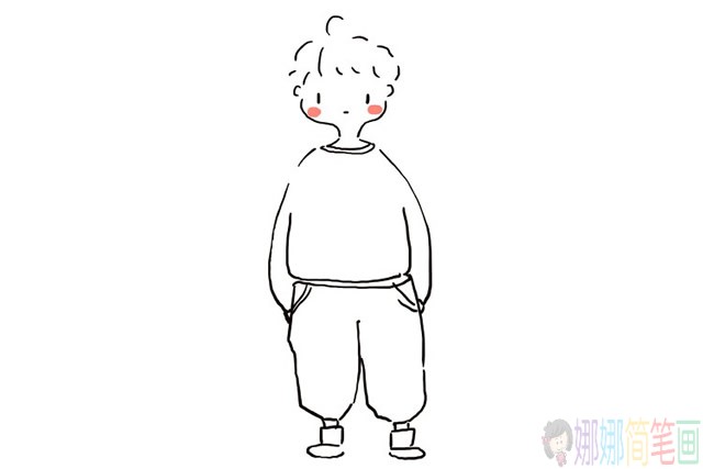 帅气阳光的男孩简笔画图片