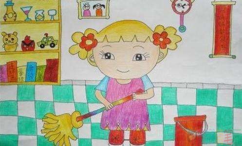 帮忙做家务儿童画