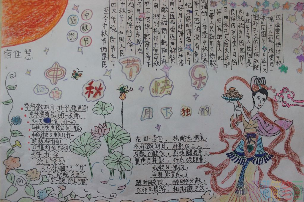喜迎中秋手抄报图片