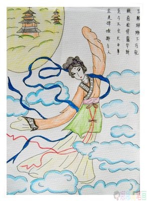 中秋节幼儿绘画,中秋绘画作品