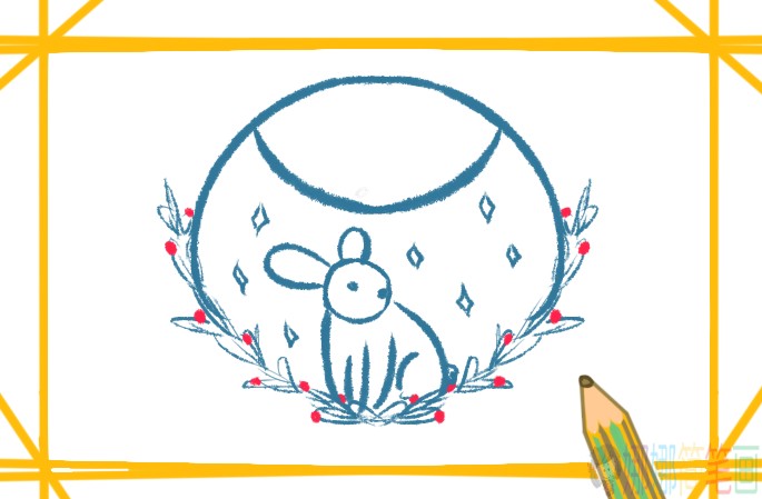 中秋节玉兔简笔画画法