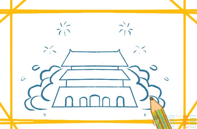 国庆节天安门简笔画