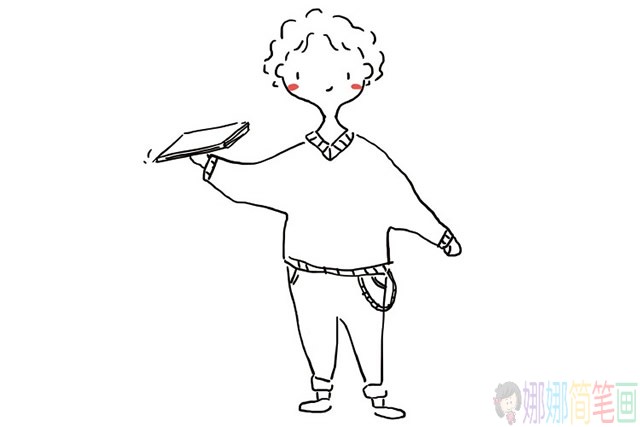 帅气阳光的男孩简笔画图片