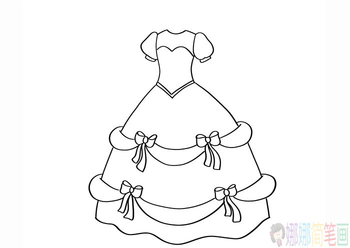 婚纱简笔画,婚纱的画法