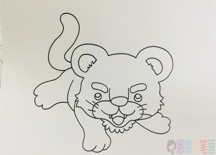 小老虎简笔画,老虎儿童画怎么画