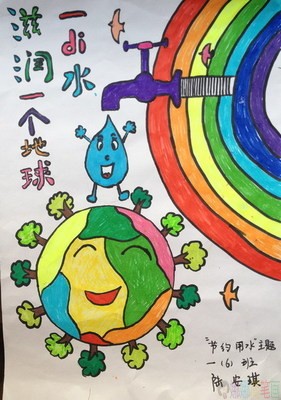 节约用水儿童绘画作品