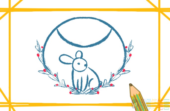中秋节玉兔简笔画画法