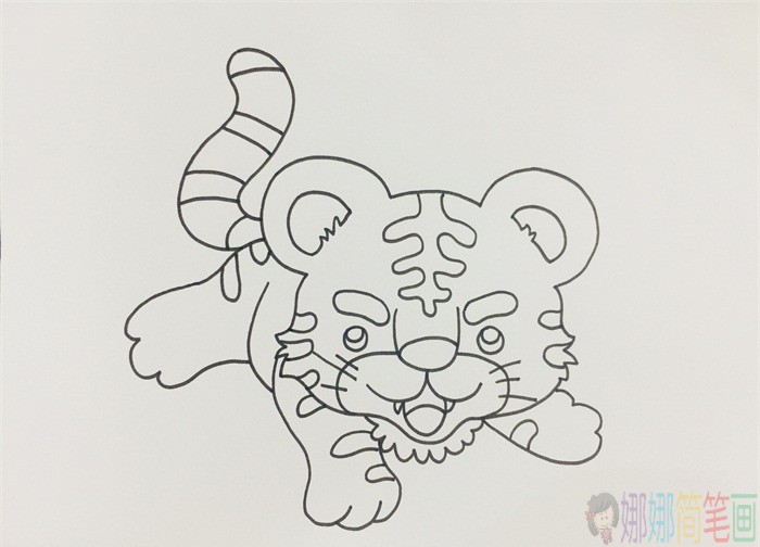 小老虎简笔画,老虎儿童画怎么画