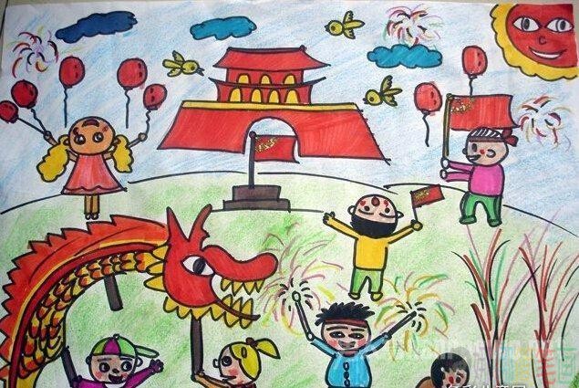 国庆节主题绘画,十一国庆儿童画