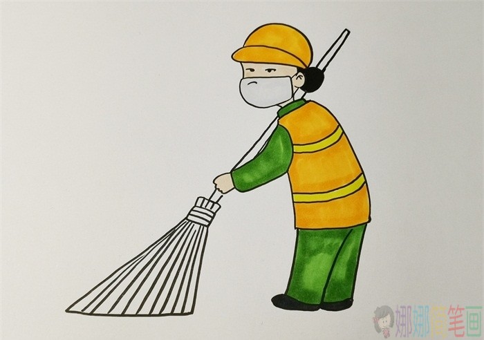 环卫工人简笔画,环卫工人怎么画