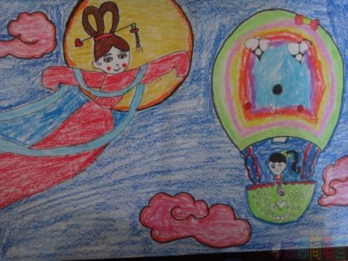 中秋节儿童画,中秋小孩绘画