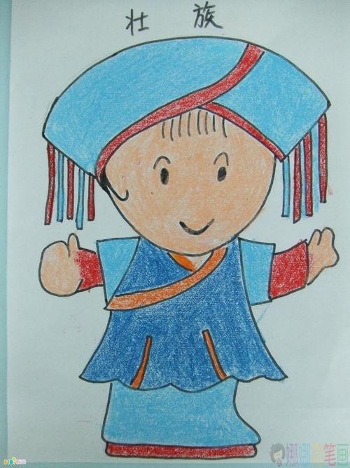 民族服装儿童画,少数民族儿童绘画
