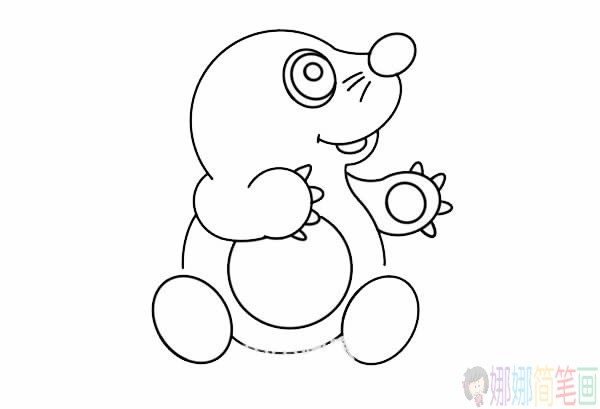 鼹鼠简笔画,地鼠宝宝简笔画画法