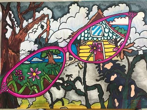 保护眼睛儿童画,保护视力少儿绘画