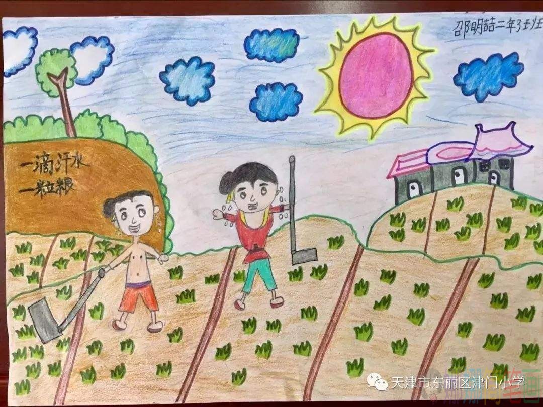珍惜粮食不浪费儿童绘画