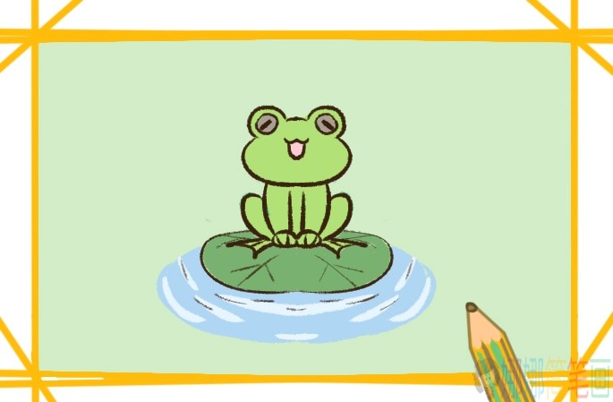 荷叶上的青蛙简笔画画法