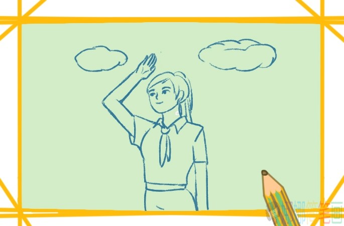 敬礼的少先队员简笔画