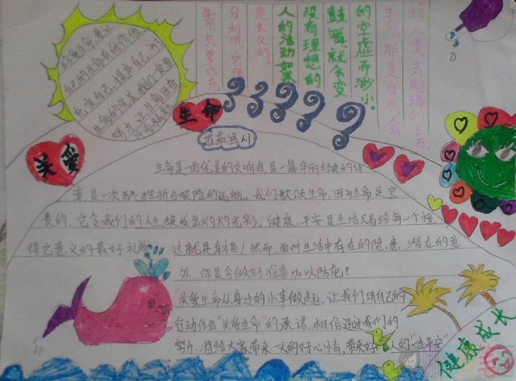 珍爱生命手抄报,热爱生命小报