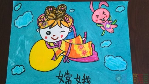 中秋节儿童画,中秋小孩绘画