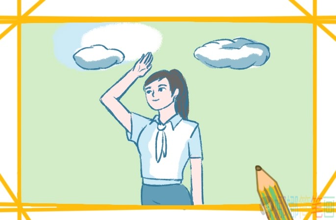 敬礼的少先队员简笔画