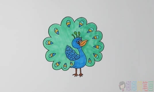 孔雀简笔画画法,孔雀简笔画
