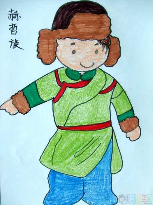 民族服装儿童画,少数民族儿童绘画