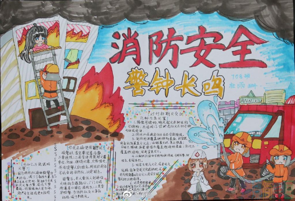 消防安全手抄报,消防知识手抄报