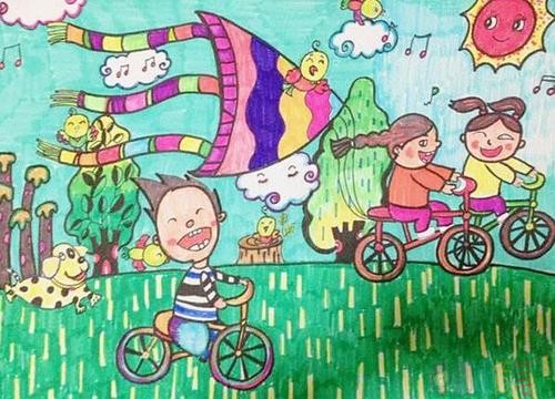 绿色家园儿童画,绿色家园幼儿绘画
