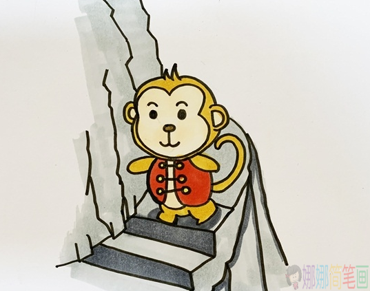小猴子下山动物简笔画