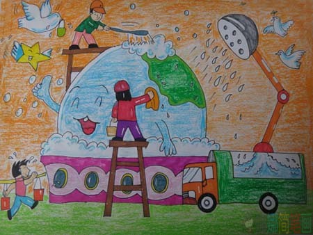 绿色家园儿童画,绿色家园幼儿绘画