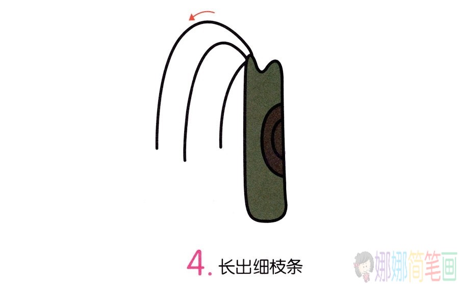 学画柳树简笔画,柳树画法图解