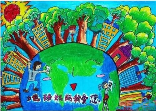 绿色家园儿童画,绿色家园幼儿绘画