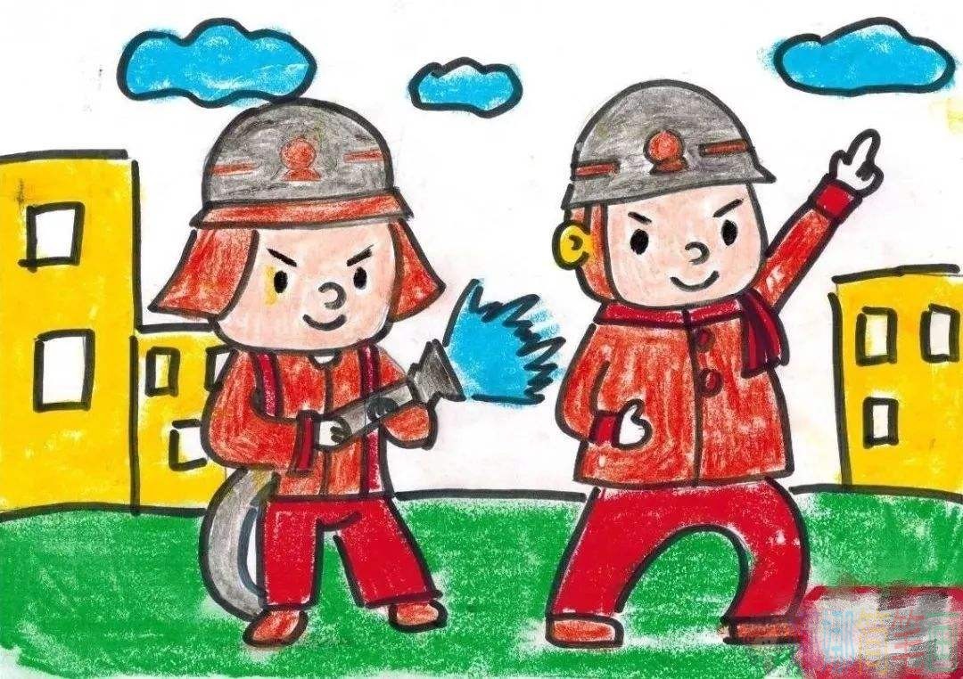 消防安全儿童画简单好看