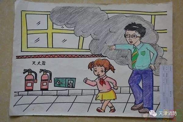 消防安全少儿绘画作品