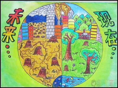 绿色家园儿童画,绿色家园幼儿绘画