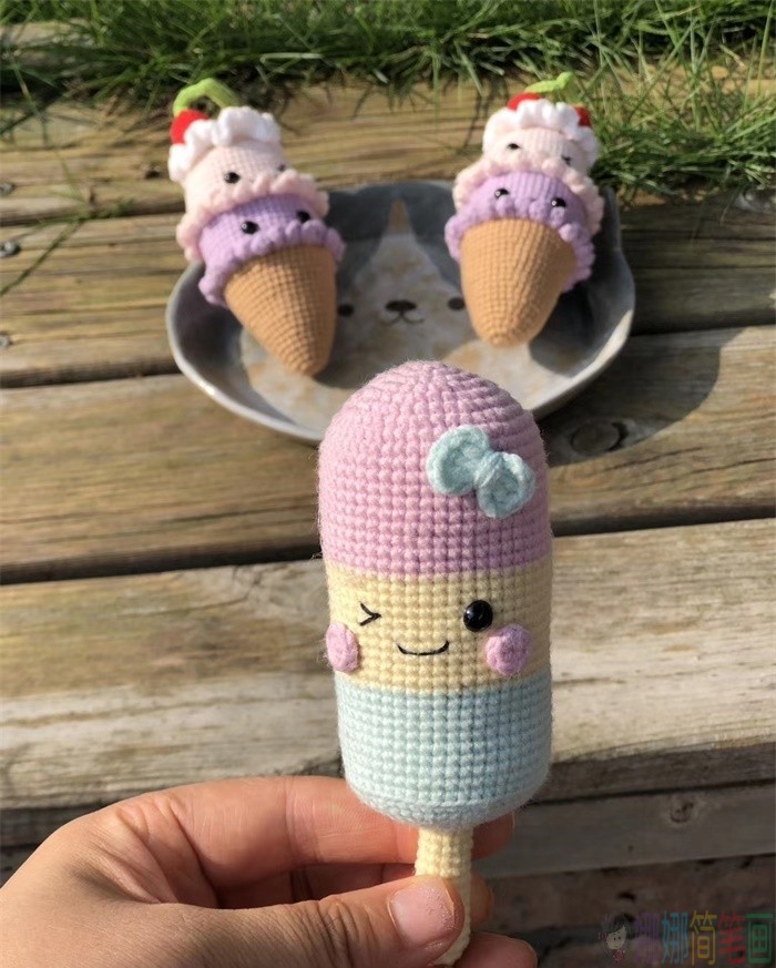 针织手工毛线冰淇凌作品