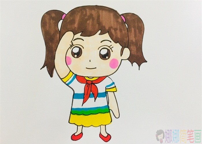 少先队员敬礼简笔画画法步骤