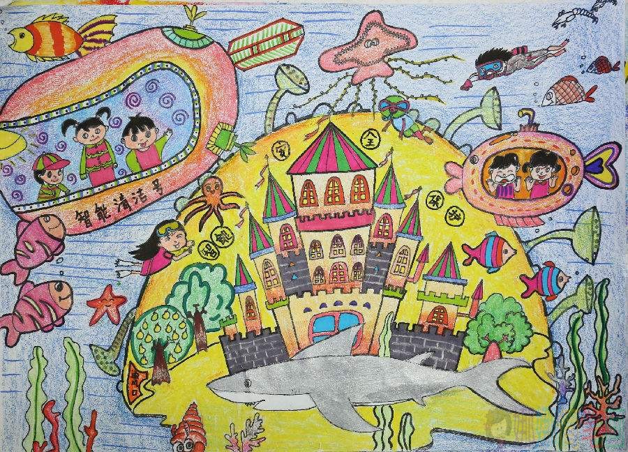 未来科学世界儿童画,科学少儿绘画