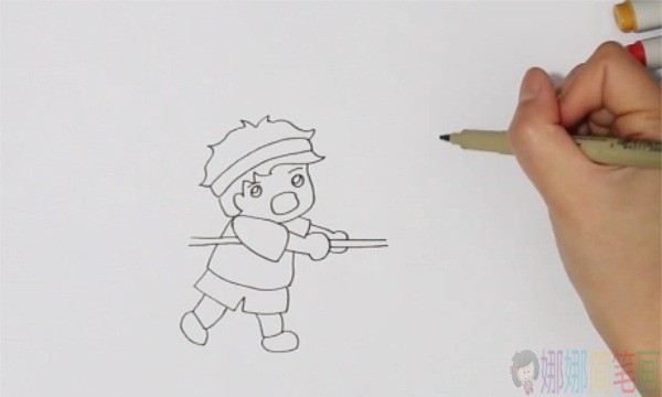 运动会拔河简笔画绘画教程