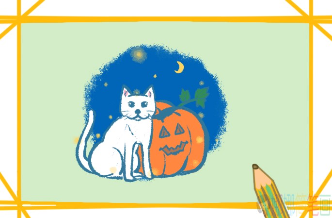 万圣节猫咪简笔画