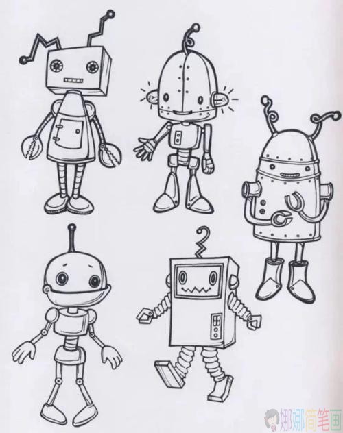 机器人儿童画绘画作品