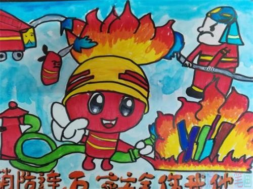 消防安全少儿绘画作品