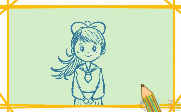 漂亮可爱的女学生简笔画