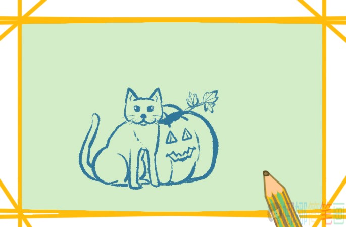 万圣节猫咪简笔画