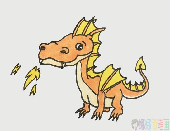 喷火龙简笔画画法步骤