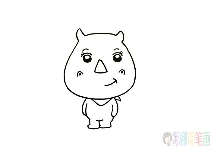 犀牛简笔画绘画教程