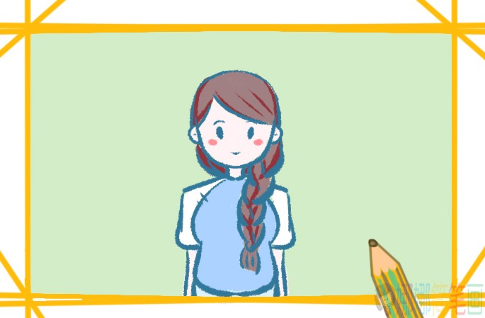 麻花辫女孩简笔画,漂亮的女生简笔画教程