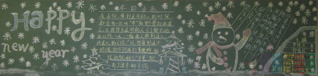 快乐元旦黑板报简单好画