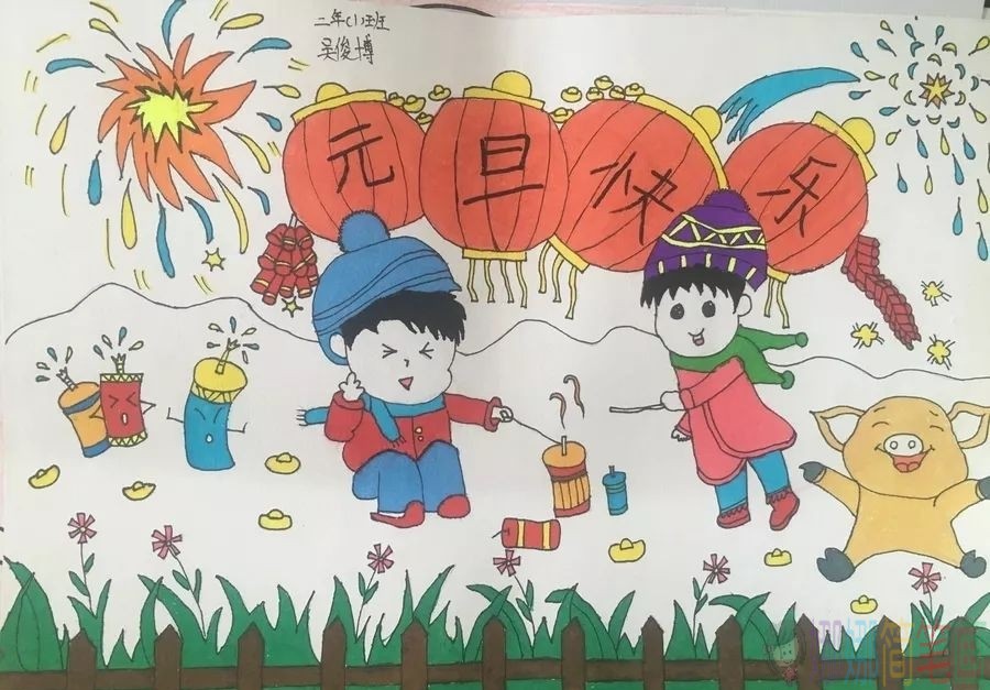 元旦节怎么画,幼儿元旦节画画图片参考